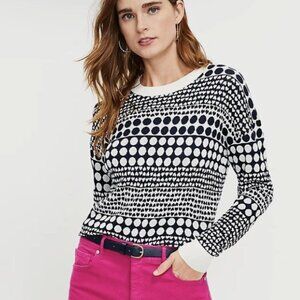 LOFT Heart Dot Crewneck Sweater - Whisper White - Size Small.